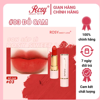 [Tặng Cọ Tán Son] Son Sáp Rosy, Son Đỏ Cam, Son Đỏ Cam Lâu Trôi, Không Chì, An Toàn Cho Mẹ Bầu