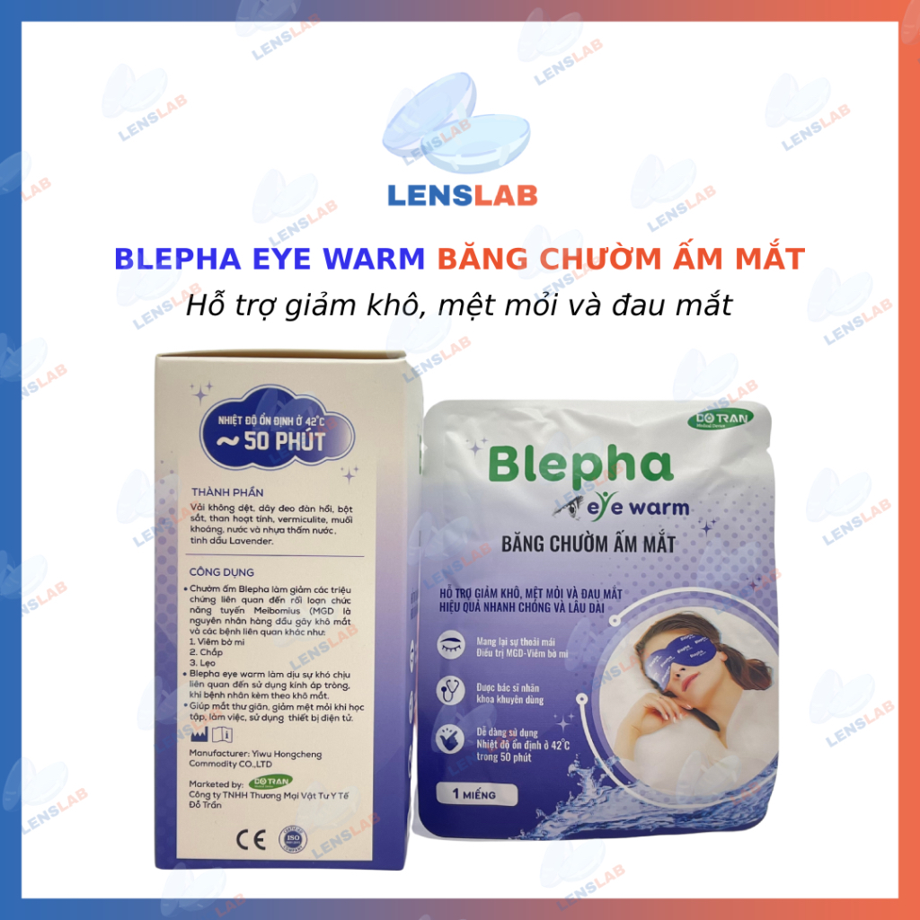 Hộp 10 Miếng | Băng Chườm Ấm Mắt Blepha Eye Warm - Hàng Chính Hãng