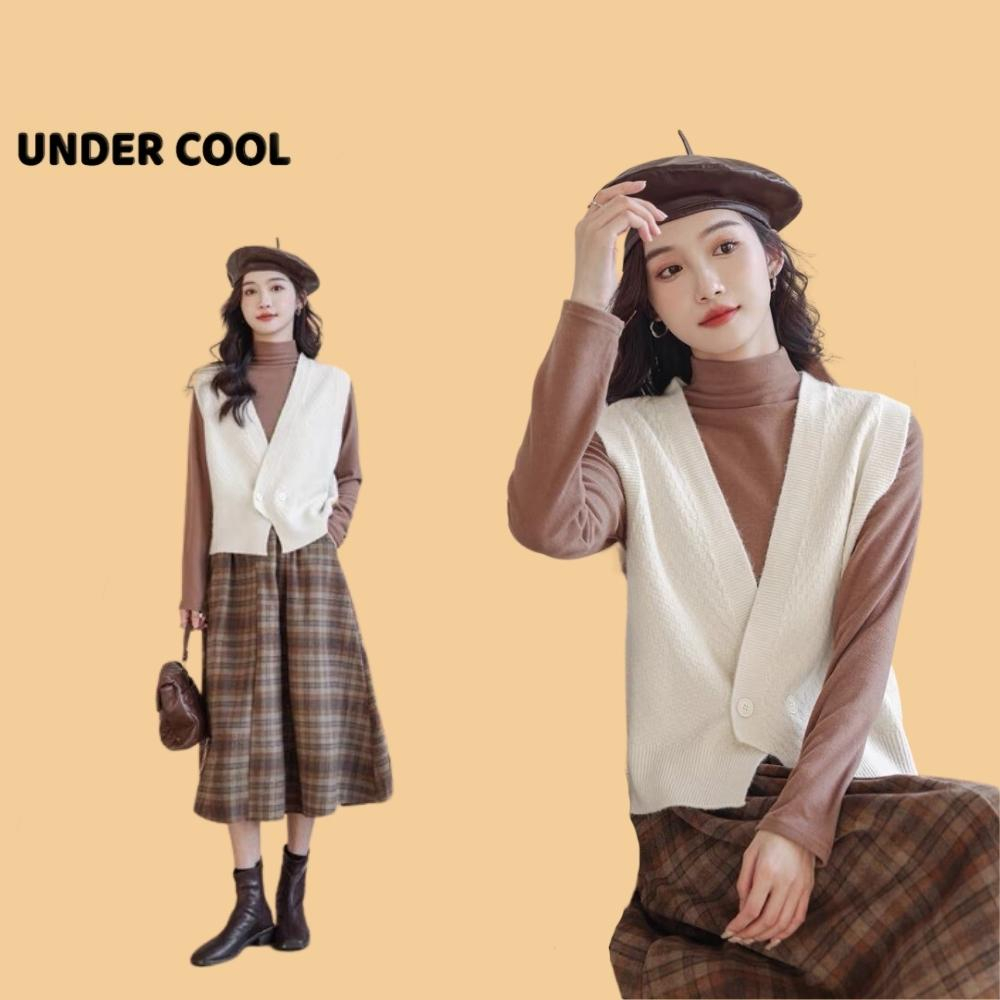 Áo Gile Len Nữ Vạt Chèo UNDERCOOL 2 Cúc Ngang Kiểu Hàn Quốc Trẻ Trung ABL07