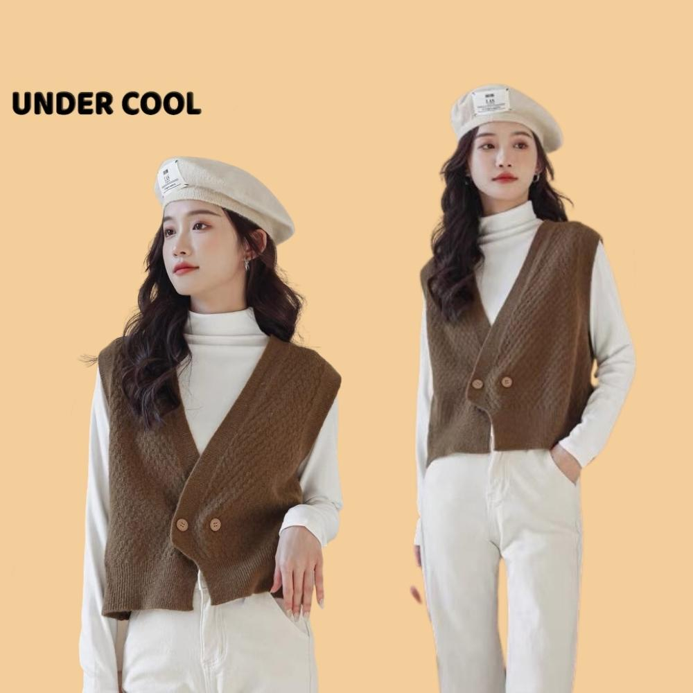 Áo Gile Len Nữ Vạt Chèo UNDERCOOL 2 Cúc Ngang Kiểu Hàn Quốc Trẻ Trung ABL07
