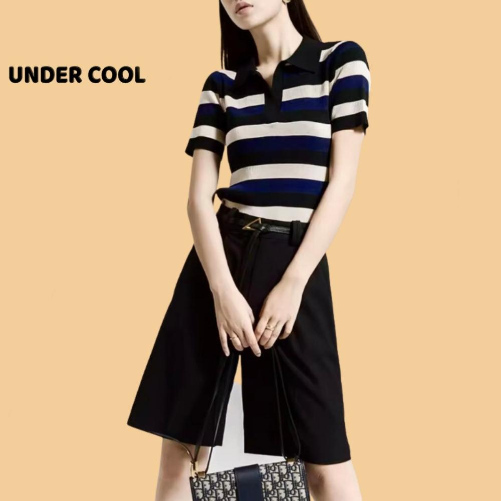 Áo Polo Nữ Cổ Sâu UNDERCOOL Cổ Đức Sọc Kẻ Ngang 3 Màu ACT36