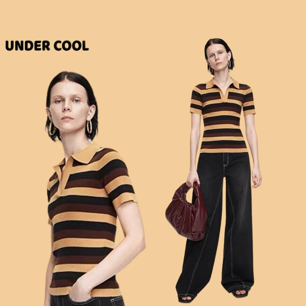 Áo Polo Nữ Cổ Sâu UNDERCOOL Cổ Đức Sọc Kẻ Ngang 3 Màu ACT36