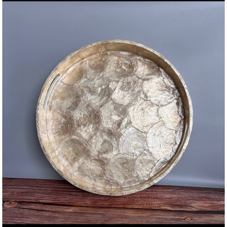 khay khảm trai ,Capiz Shell Round Tray, Mother of pearl inlay serving tray, kitchen counter tray, coffee table...