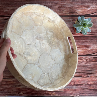 khay khảm trai ,Capiz Shell Round Tray, Mother of pearl inlay serving tray, kitchen counter tray, coffee table...