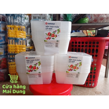 Combo 10 hộp nhựa đựng thực phẩm chữ nhật 1000ml Việt Nhật 6637 AMIZIN