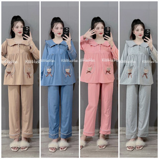 BỘ BẦU COTTONG GẤU TÚI ÁO CÓ KHOÁ CHO BÉ TI & QUẦN CÓ CHUN RÚT TUỲ CHỈNH