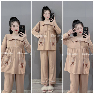 BỘ BẦU COTTONG GẤU TÚI ÁO CÓ KHOÁ CHO BÉ TI & QUẦN CÓ CHUN RÚT TUỲ CHỈNH