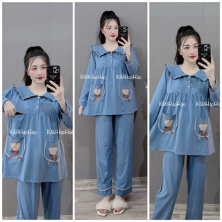 BỘ BẦU COTTONG GẤU TÚI ÁO CÓ KHOÁ CHO BÉ TI & QUẦN CÓ CHUN RÚT TUỲ CHỈNH