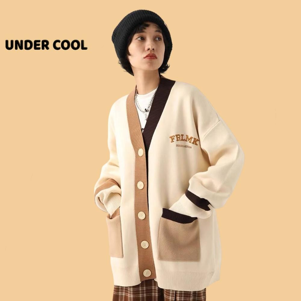 Áo Khoác Nữ Cổ V Thêu Chữ Ngực UNDERCOOL Phối Vat 2 Màu Trẻ Trung AK13