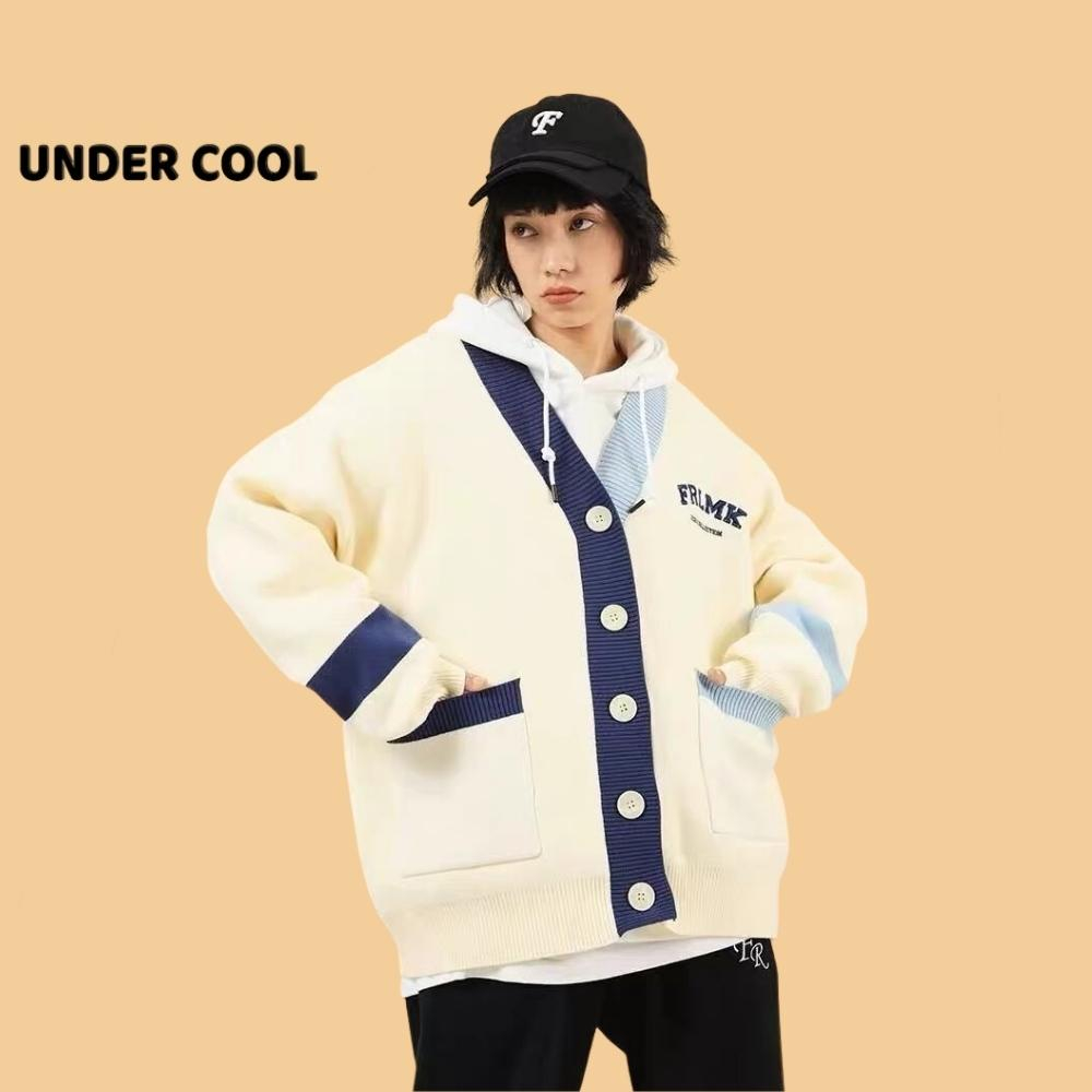 Áo Khoác Nữ Cổ V Thêu Chữ Ngực UNDERCOOL Phối Vat 2 Màu Trẻ Trung AK13