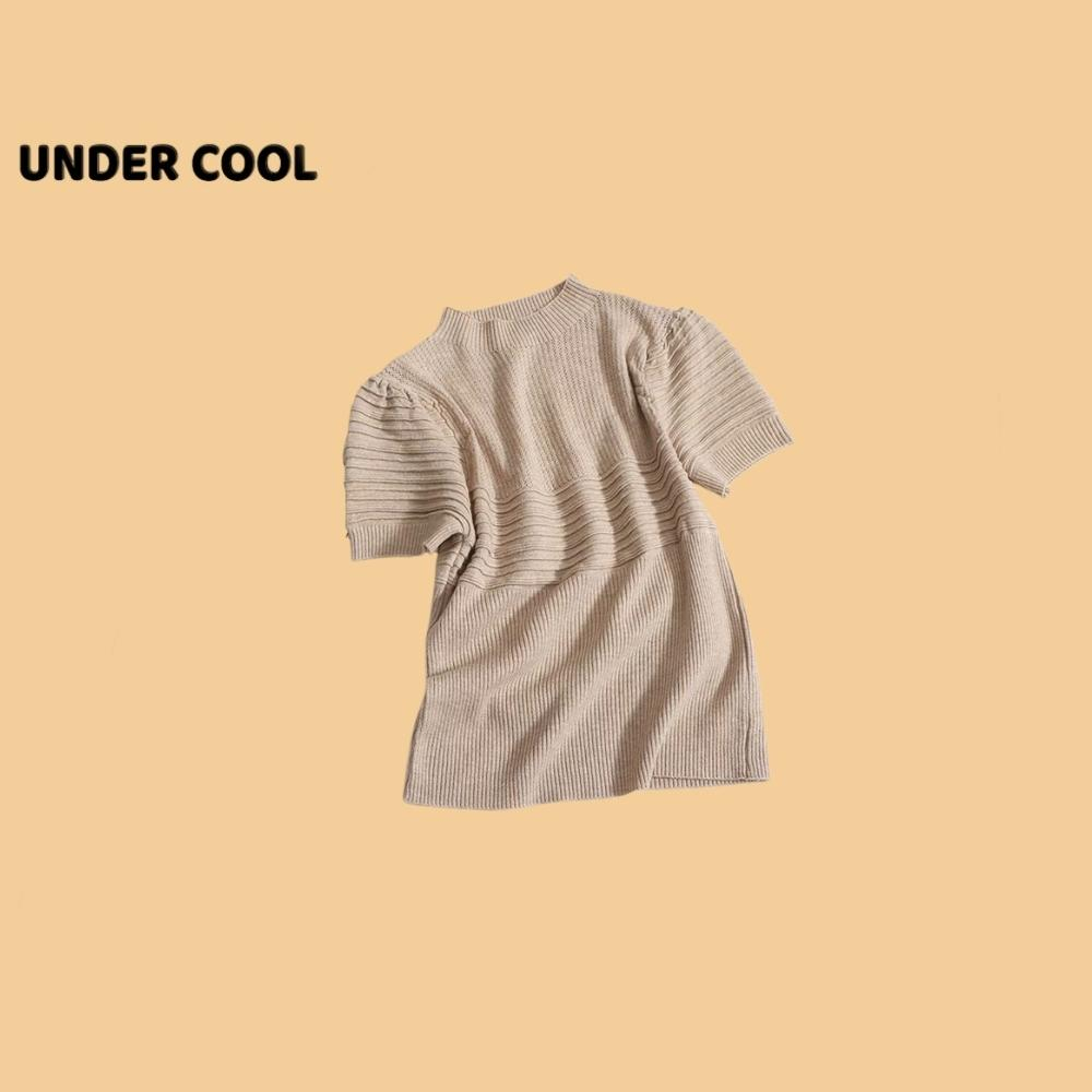 Áo Len Nữ Cộc Tay Bồng UNDERCOOL Viền Gân Nổi Nhiều Màu Trẻ Trung ACT23