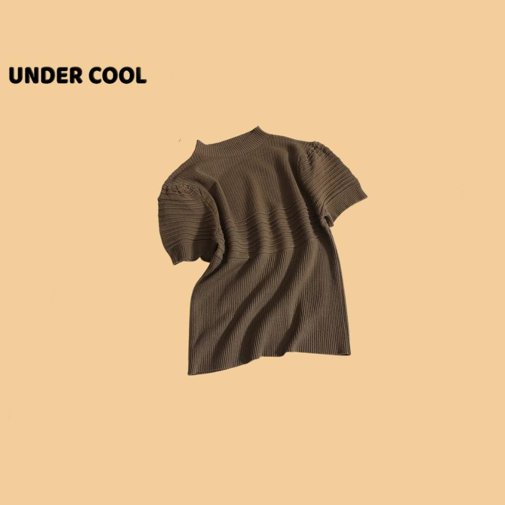 Áo Len Nữ Cộc Tay Bồng UNDERCOOL Viền Gân Nổi Nhiều Màu Trẻ Trung ACT23