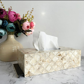 Hộp giấy ăn khảm trai màu Vàng Gold, High-quality mother-of-pearl tissue box, unique tissue box