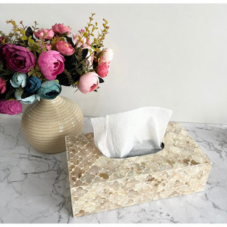 Hộp giấy ăn khảm trai màu Vàng Gold, High-quality mother-of-pearl tissue box, unique tissue box
