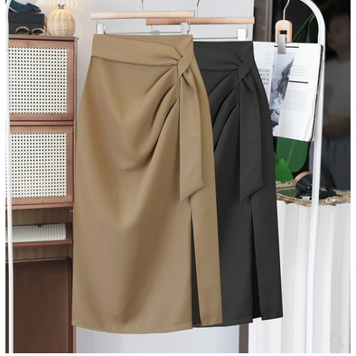 Chân Váy Bút Chì Xẻ Trước Nhúm Ly Phối Dây Thời Trang Công Sở Cao Cấp_Chất Chéo Nhật_2 Lớp_CV01T