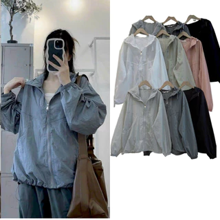 Áo Khoác Dù Chống nắng - Trượt Nước Cực Tốt Thiết Kế dây kéo sọc Form Unisex Nam Nữ, Nón 2 Lớp Thoáng Mát