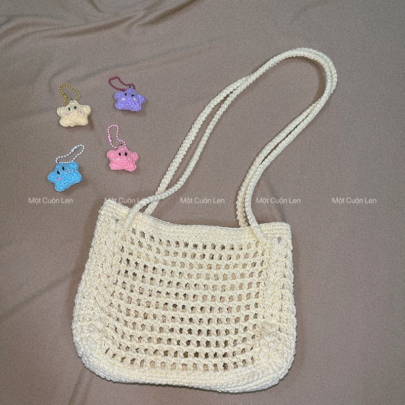 Túi lưới len đeo được 2 kiểu (đeo vai và đeo chéo) | Shopee Việt Nam