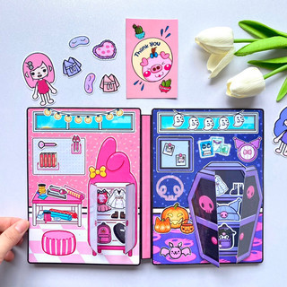 Ngôi nhà màu tím hồng của Kuromi và Melody - Búp bê giấy