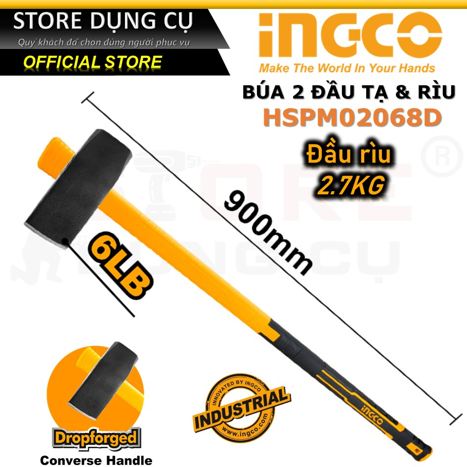 Búa tạ 6LB (2.7kg) Ingco HSPM02068D | Búa Ingco 2 đầu tạ và rìu 2700g ...