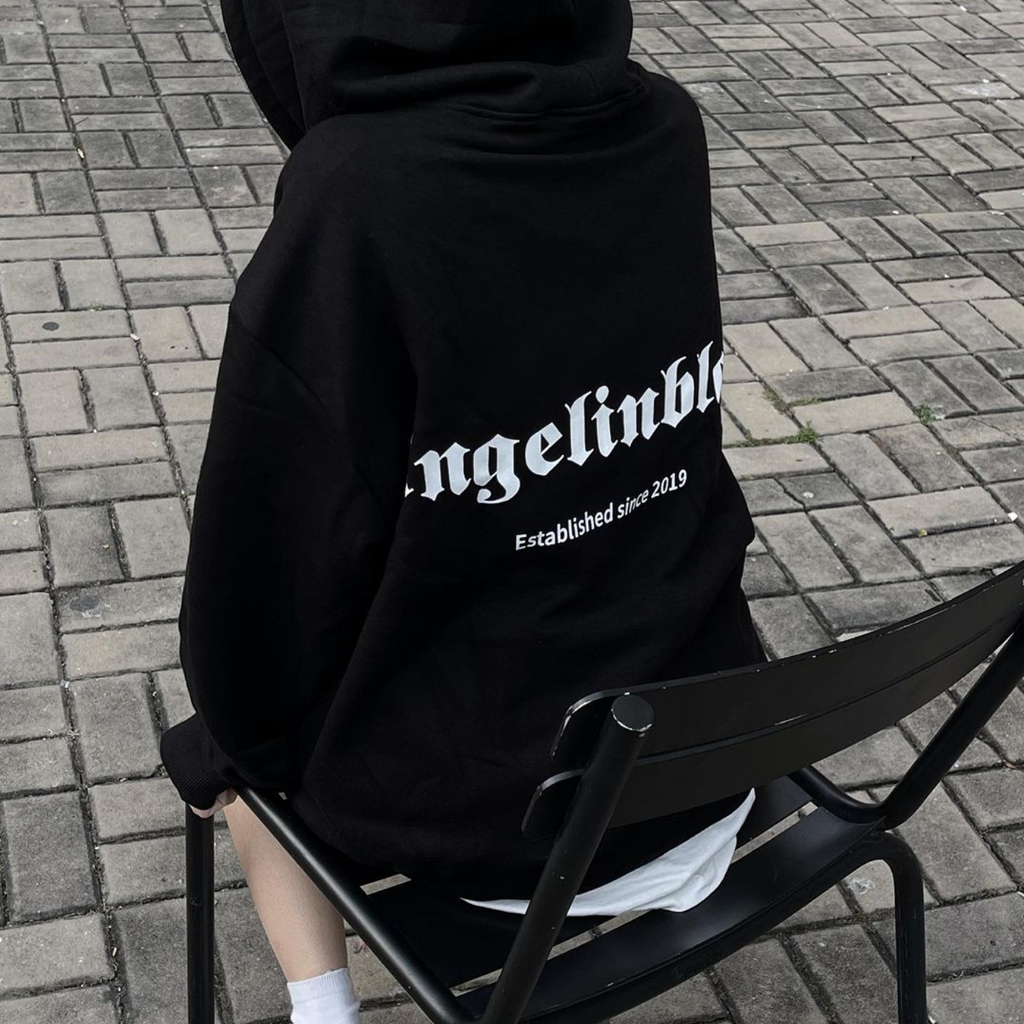 Áo hoodie unisex NELLY – MIR form rộng vải nỉ bông 380gsm all in black