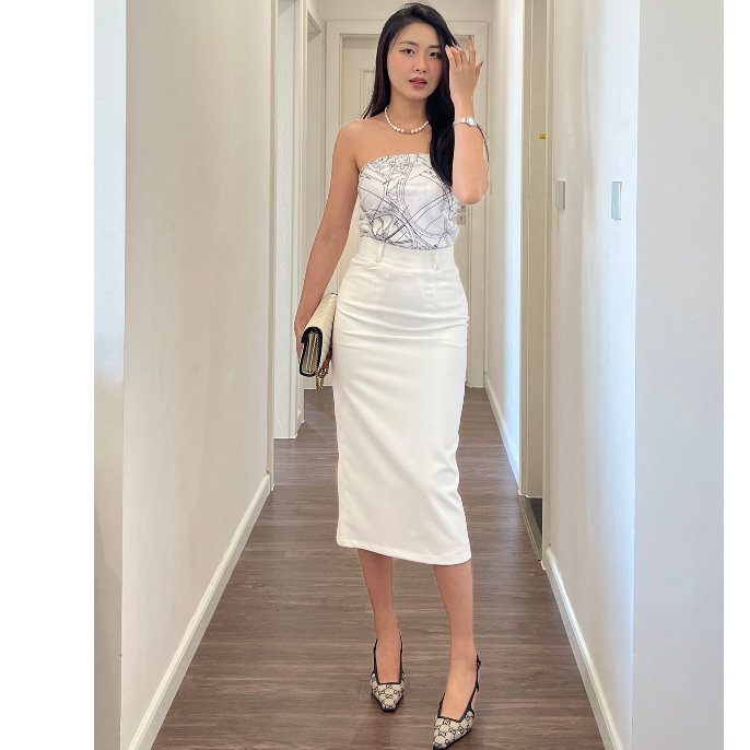 Chân Váy Suông Dài 80cm Có Cạp, Thời Trang Thu Đông, Sang Chảnh, Trẻ Trung
