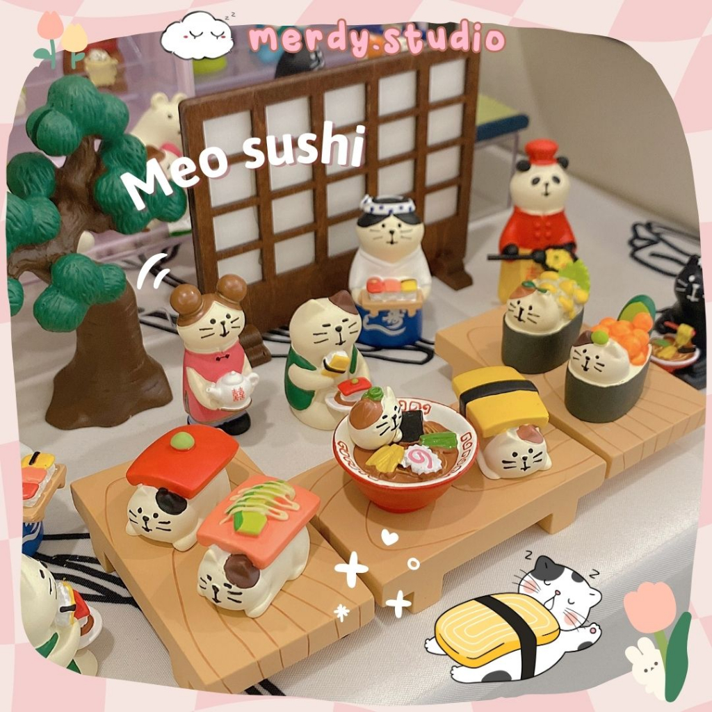 Mô hình mèo mini Meo Sushi decor bàn học | Shopee Việt Nam