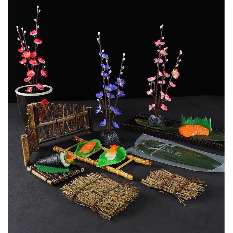 Bó tơ tre, hàng rào tre, rơm tre decor trang trí sashimi Nhật Bản ...