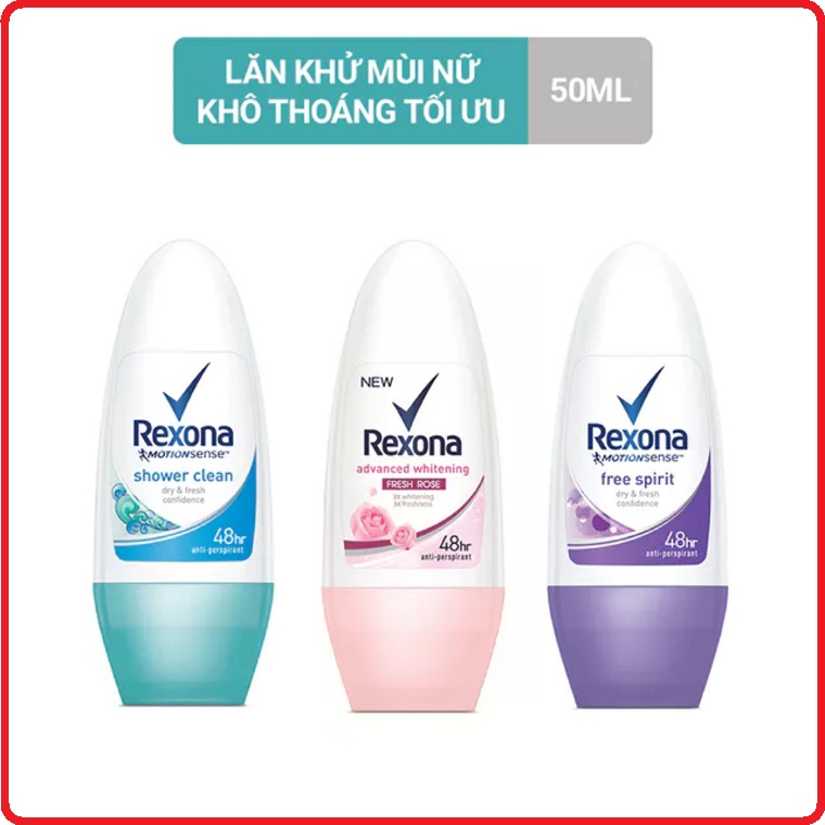 Lăn khử mùi Rexona dưỡng sáng tự nhiên, khô thoáng tối ưu dành cho nữ, 45ml