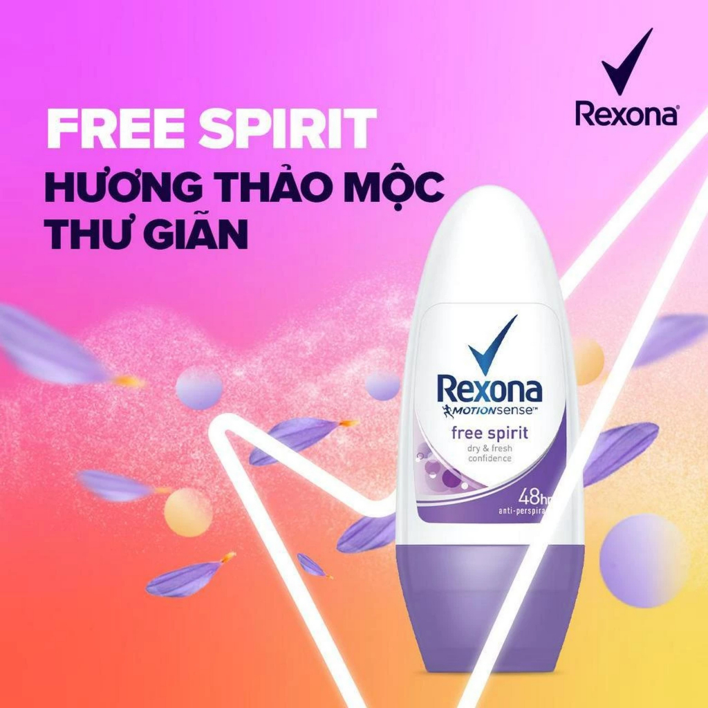 Lăn khử mùi Rexona dưỡng sáng tự nhiên, khô thoáng tối ưu dành cho nữ, 45ml