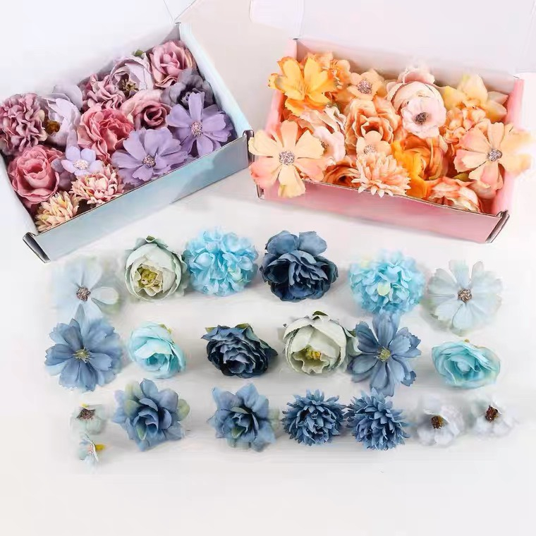 Set hoa giả decor hộp quà, đầu bông hoa trang trí nón tốt nghiệp, làm ...