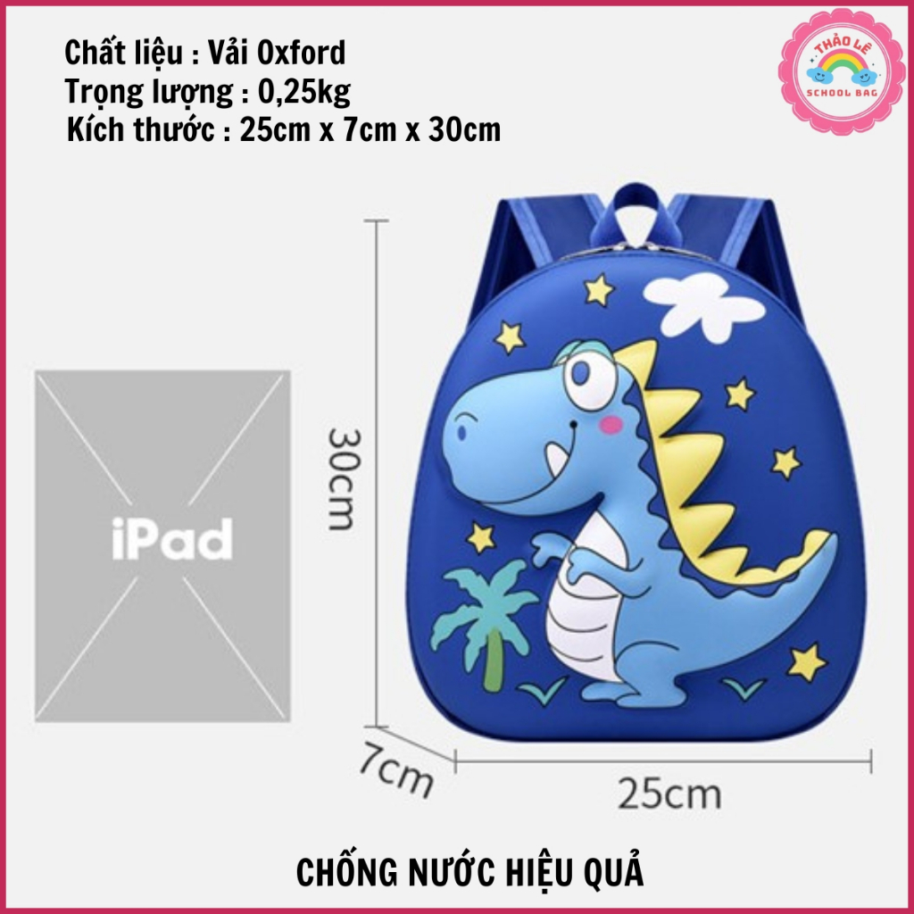 Balo cho bé mẫu giáo hình trứng nổi 3D cặp trẻ em mầm non cho bé trai 1-6 tuổi người nhện siêu nhân khủng long TL2313
