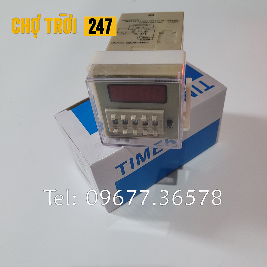 Bộ đếm sản phẩm Counter 8 chân DH48J-8 điện áp 220V (có kèm chân đế ...
