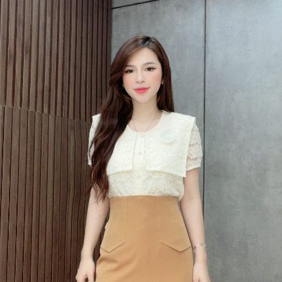 Áo sơ mi nữ Liin Clothing họa tiết ren dáng dài nữ AKC312PRI-S23