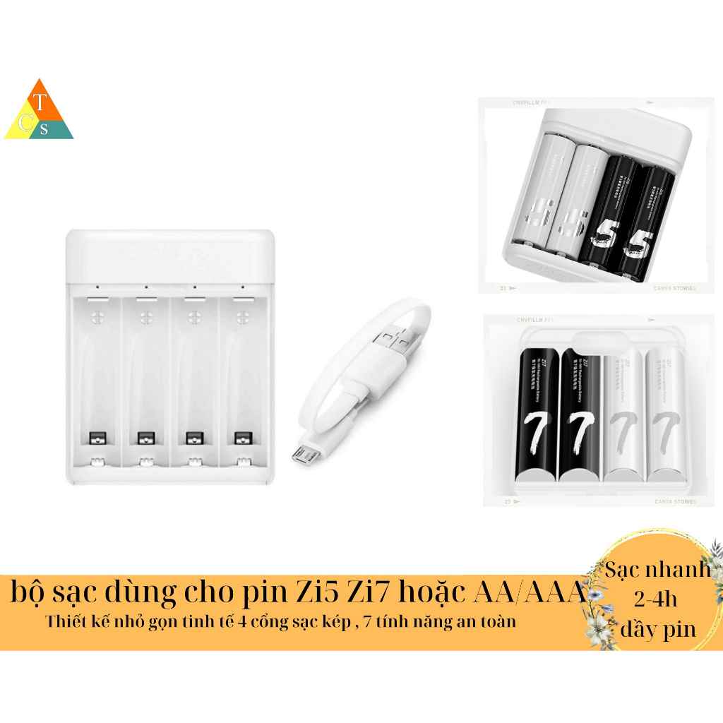 Bộ Sạc Pin AA - AAA XM ZMI PB401 Dùng Cho Pin Zi5/Zi7-Zi Rechargeable ...