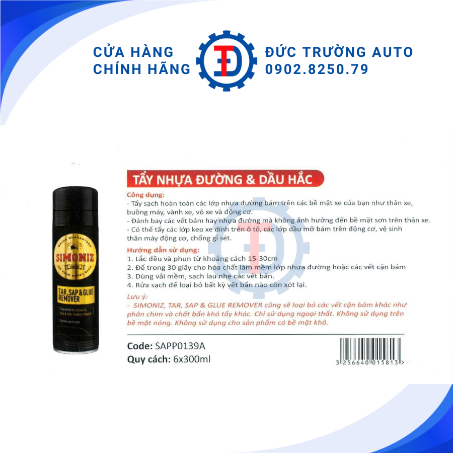 [NHẬP KHẨU ANH QUỐC] TẨY NHỰA ĐƯỜNG & DẦU HẮC TẨY KEO 3M SIMONIZ