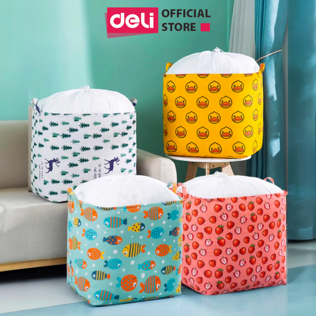 Túi Đựng Chăn Màn Quần Áo Vải Không Dệt Chống Thấm Nước Deli, Giỏ Đựng Quần áo Đa Năng Có Thể Gấp Gọn