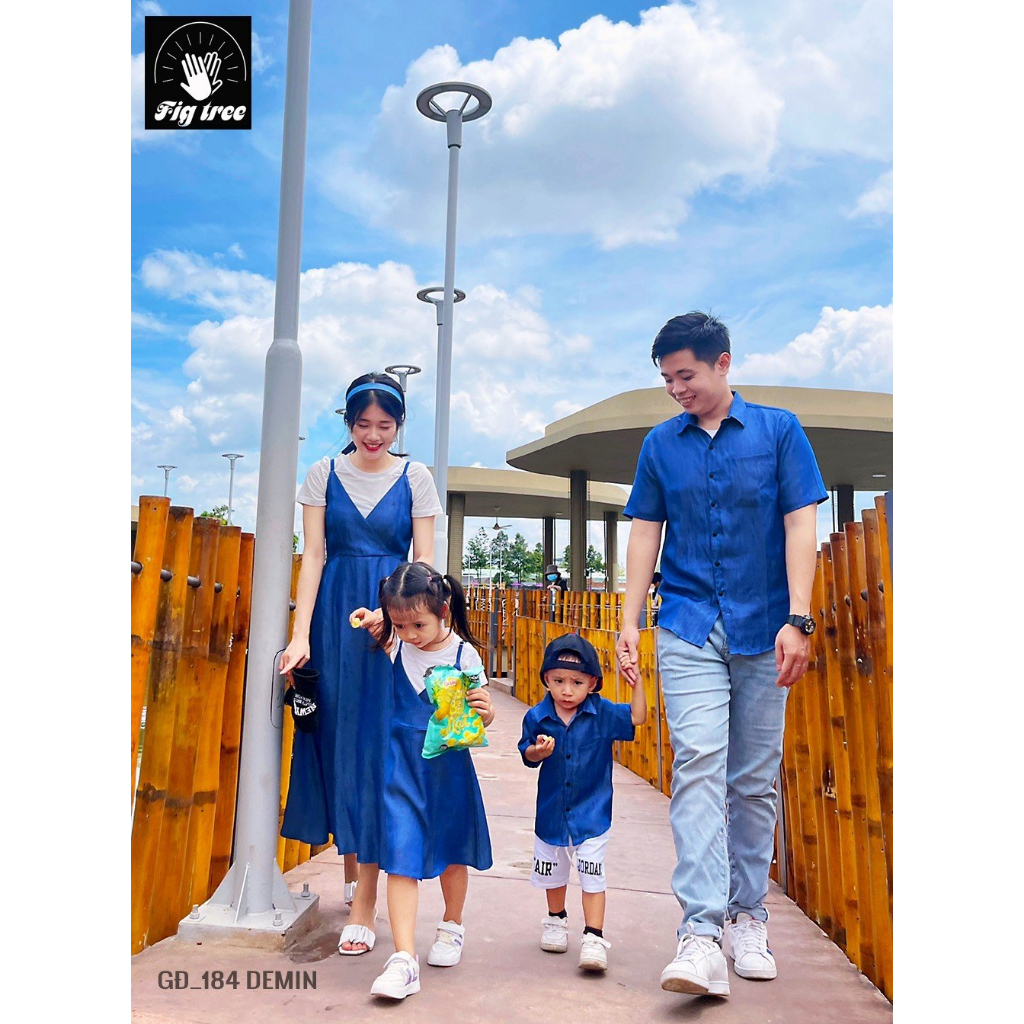 Đồng Phục Gia Đình Fig Tree Denim Xanh Blue, Mẫu Mới Cho Gia Đình Đi Tiệc Đi Chơi Siêu Sang, MS 184