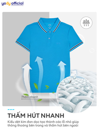 Áo polo nam YODY áo airycool phối cổ trẻ trung năng động chất liệu cotton APM6235
