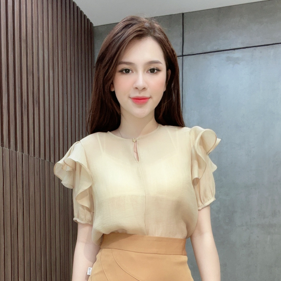 Áo nữ Liin Clothing rrep be phối tay bèo thiết kế sang trọng AKC249SBE-S23