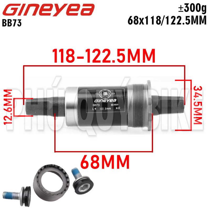 CỐT TRỤC VUÔNG BẠC ĐẠN 118 122.5 GINEYEA ĐÀI LOAN