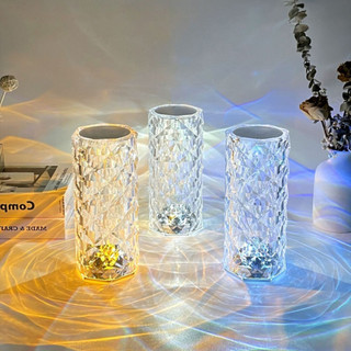 Đèn ngủ pha lê cảm ứng hoa hồng có RGB điều khiển từ xa 16 màu, cảm biến lãng mạn chiếu hình đèn hoa hồng