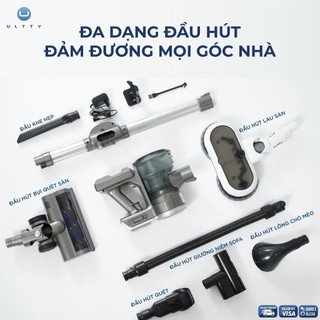 Máy Hút Bụi Lau Nhà Cầm Tay Không Dây Thông Minh ULTTY V08 6in1, Công Suất Hút Mạnh, Bảo Hành 2 Năm