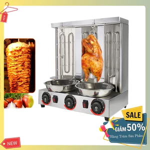 Máy nướng thịt, máy nướng thịt tự động 2400W công suất cao 3 buồng đốt, quay tự động 360 độ