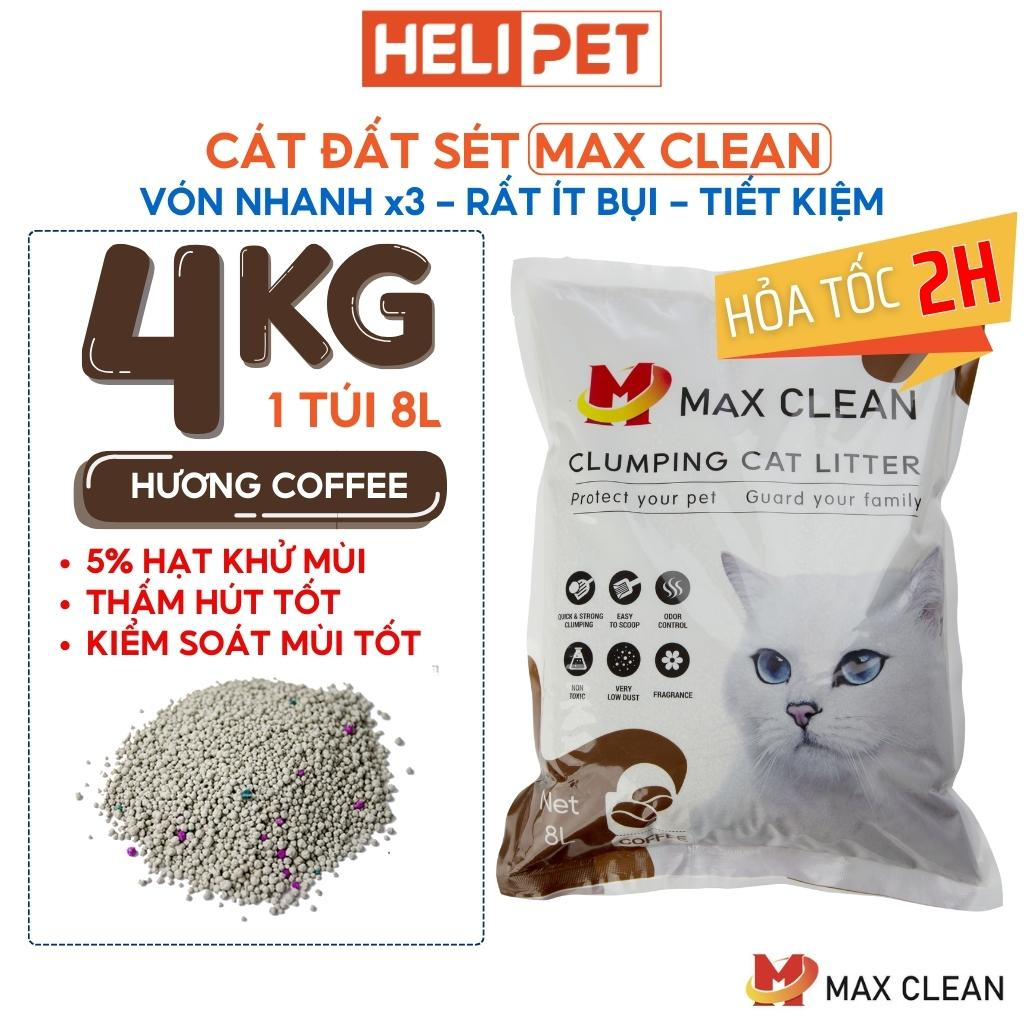 Ảnh Cát Vệ Sinh Cho Mèo Max Clean Hương CAFE 4Kg Siêu Vón Siêu Ít Bụi - HeLiPet 1