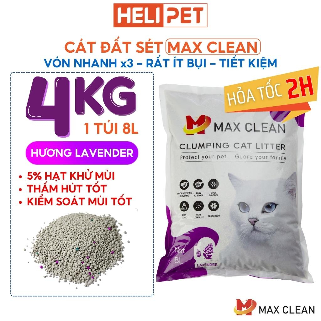 Ảnh Cát Vệ Sinh Dùng Cho Khay Vệ Sinh, Máy Vệ Sinh Cho Mèo Max Clean Hương Lavender 4Kg Siêu Vón Siêu Ít Bụi 1