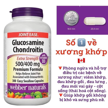 Viên uống hỗ trợ xương khớp Glucosamine Chondroitin Webber Naturals Canada