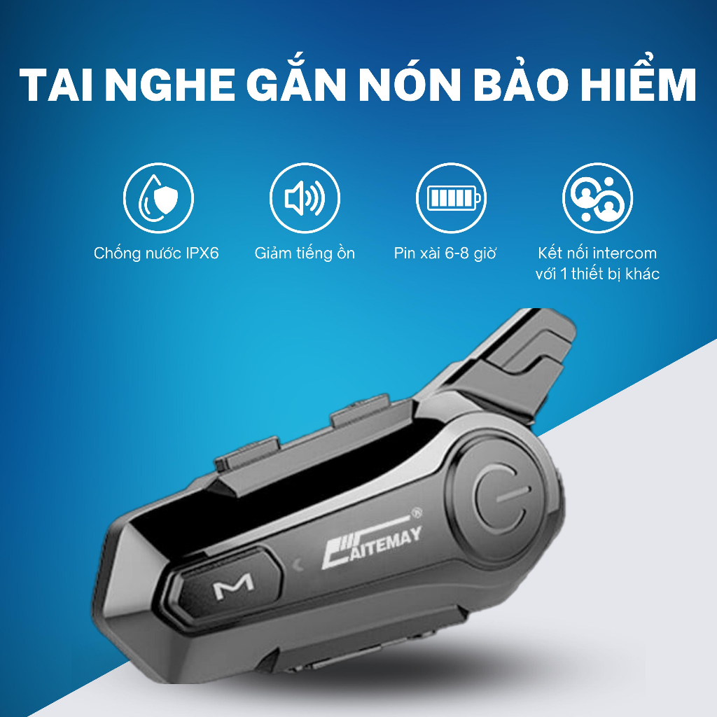 Tai nghe intercom, Bluetooth gắn nón Bh (có tính năng bộ đàm) | Shopee ...