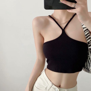 Áo 2 Dây Nữ Kiểu Yếm Chéo Dây Mảnh Dáng Croptop Chất Thun Tăm Siêu Hot A07