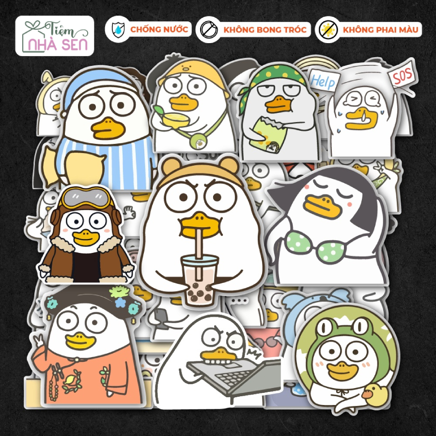 STICKER Vịt Hài Hước Hot Trend Hình Dán Vịt Cute trang trí dán mũ bảo ...