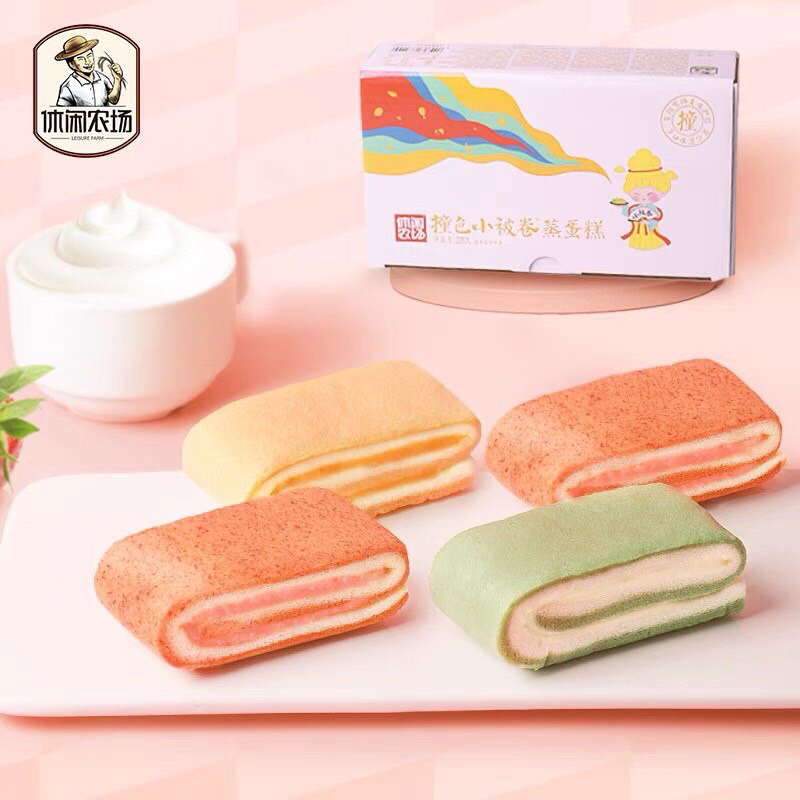 (400gram) Bánh bông Lan Cuộn nhân kem dưa hấu Mini Đài Loan, dưa hấu, salad, chà bông